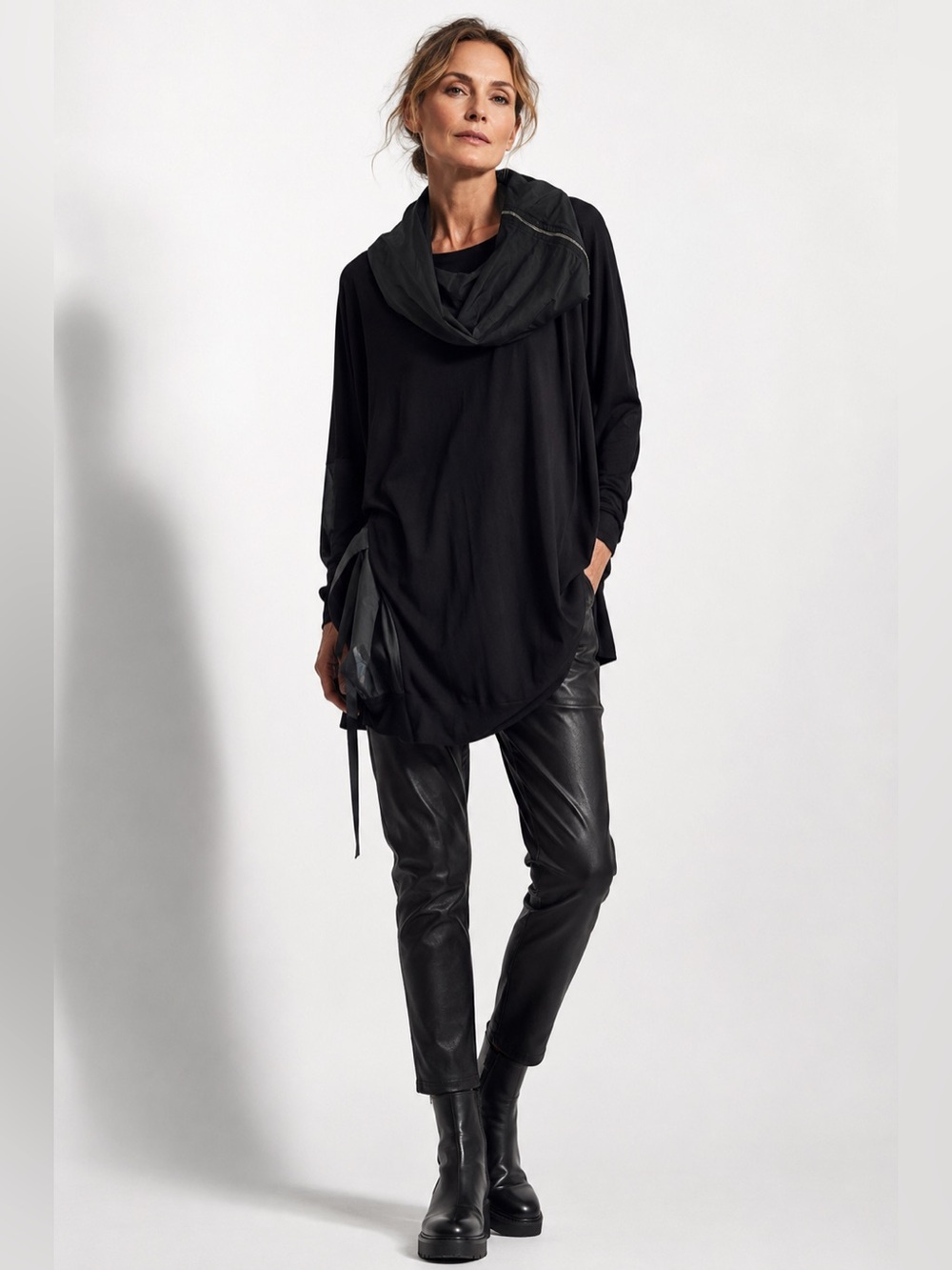 LINK (L-NK) Ogi Antunac CROATIAN LAGENLOOK Minimalist Black TUNIC Fall Top SZ S